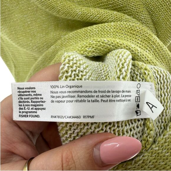Eileen Fisher Size S Delave Organic Linen‎ Loose Knit Sweater Spring Green Light - Picture 11 of 12